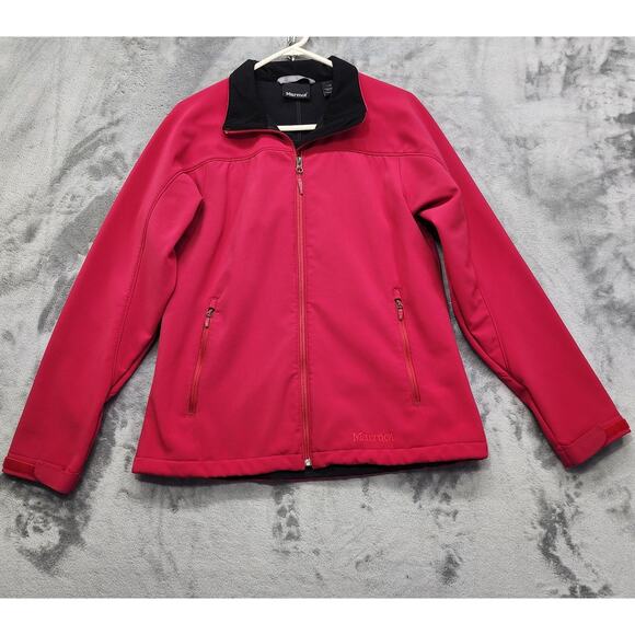 Marmot Jacket Womens L Pink Full Zip Softshell Fleece Lined Pockets Outdoors - Picture 1 of 13